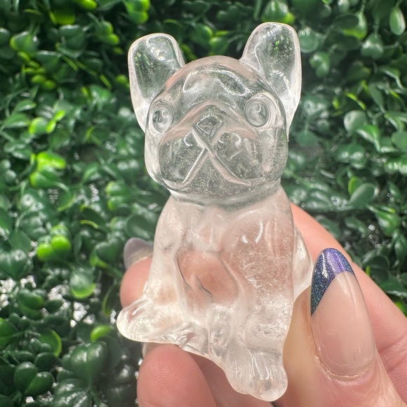 🚫SOLD🚫Clear Quartz Frenchie Dog Carving - Picture 5 of 7